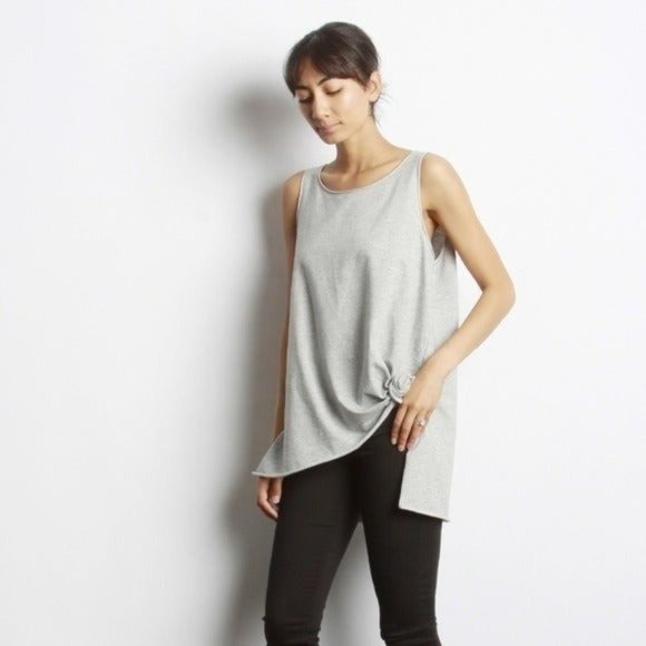 Mod Ref Tops - NWT Mod Ref Long Oversized Grey Tie Tank Top